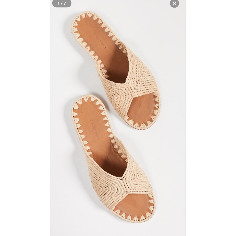 CARRIE FORBES Salon Slides Woven Raffia Size 36/ US 6 MSRP $312